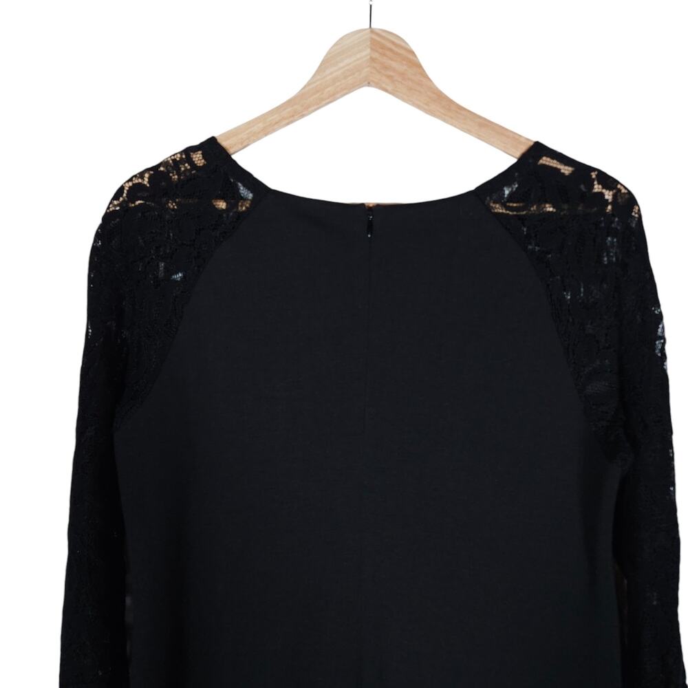 Pietro Brunelli Milano Womens Dress Small Black Floral Lace Long Sleeve A Line - Picture 10 of 15